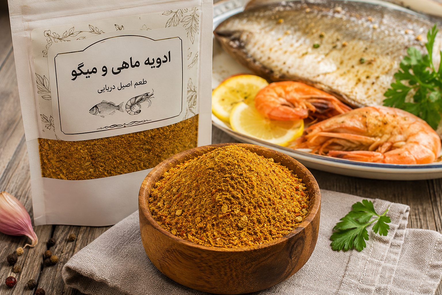 خرید ادویه ماهی  ومیگو _۵۰ گرمی | ادویه جات نیلا